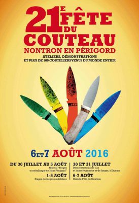 Affiche de la 21ème fête du couteau à Nontron Août 2016