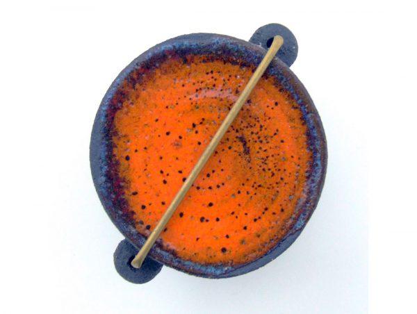 Boîte "Sixties" en céramique, couvercle orange